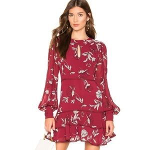 Bardot Tammy Trim Floral Dress in burgundy